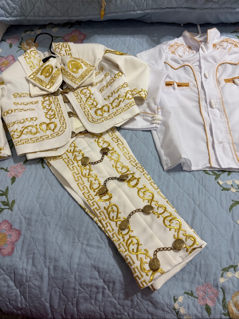 Charro Boy 8 Pc Size 2
Cream/Gold Hat BowTie Jacket Vest Shirt Pants Boots Belt - Picture 11 of 12